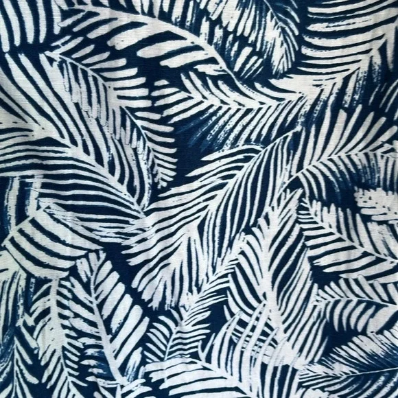 Anne Klein Blue & White Linen Blend Palm Print Dress M - Picture 6 of 9